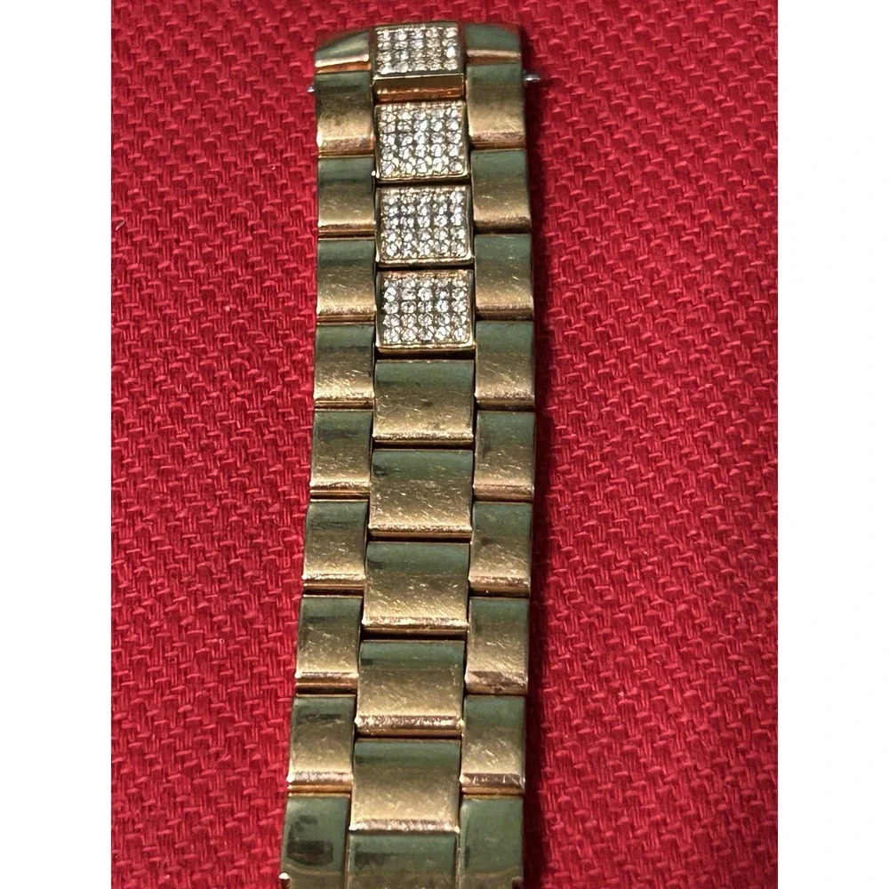 Fossil Watch Band 18mm Gold Tone Featuring Crystal Accents Stainless Steel New